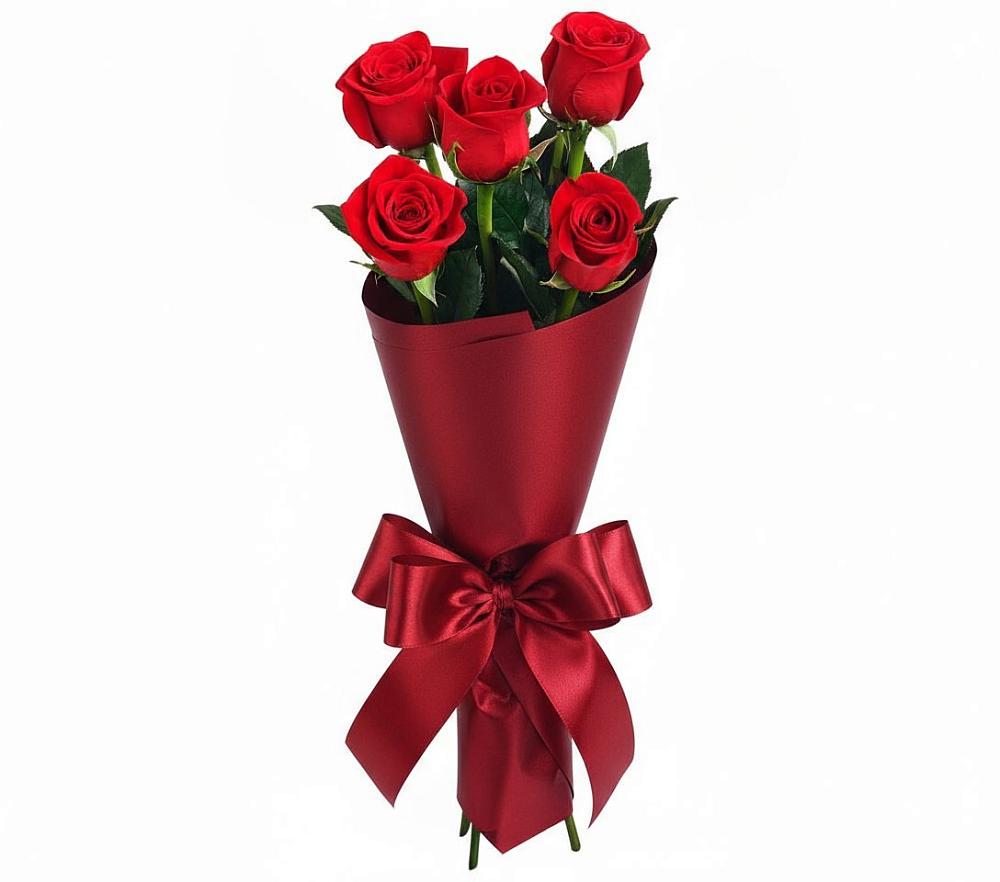 Букет 5 Красных роз Эдлесс Лав в Калиновке