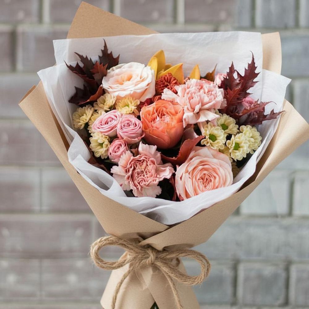 Букет цветов из: Гвоздики, Хризантемы и Розы в Калиновке