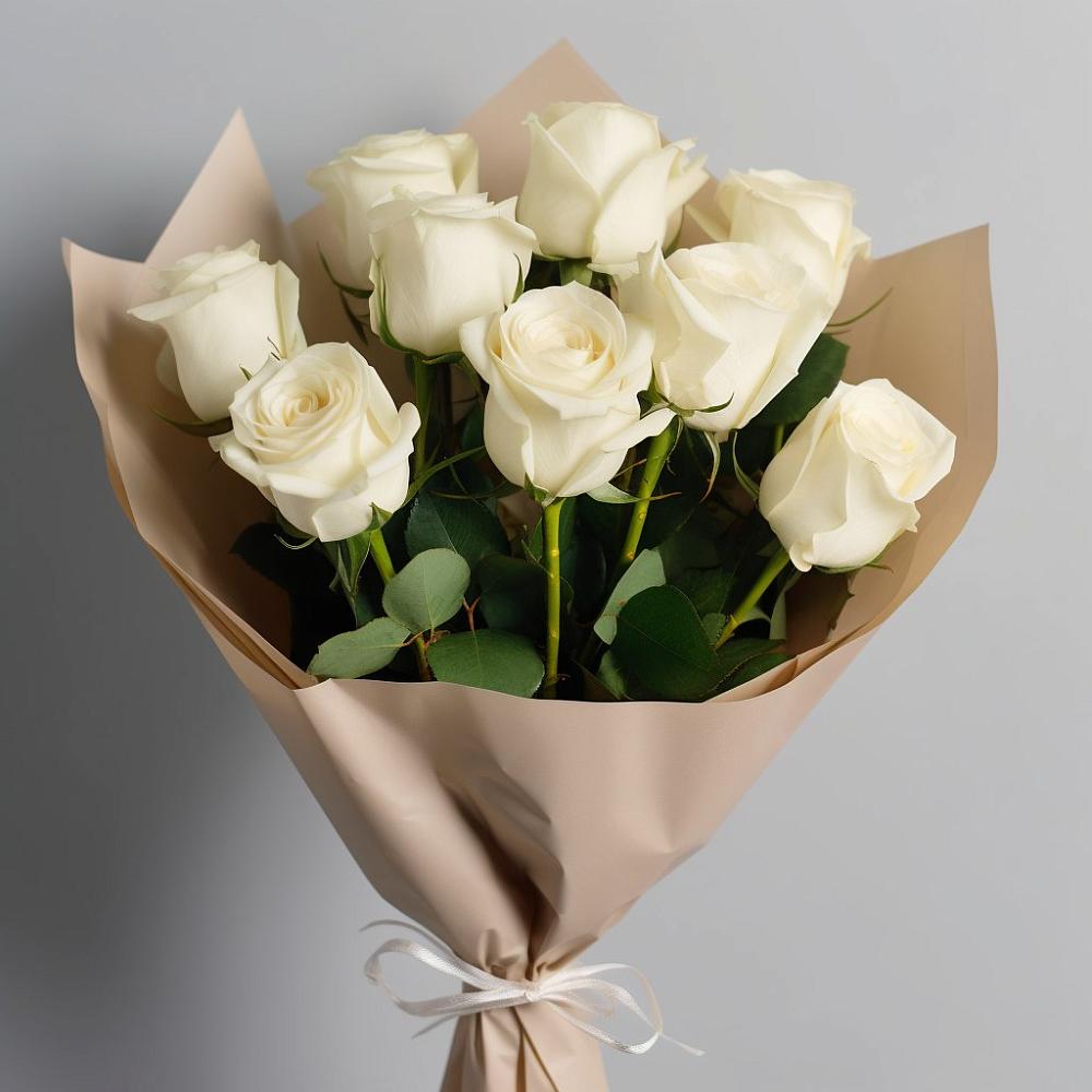 Букет 9 Белых роз Эдлесс Лав в Калиновке