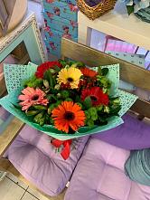 Букет цветов из:  Герберы, Хризантемы и Альстромерии #REPLACE_PRED# Калиновке