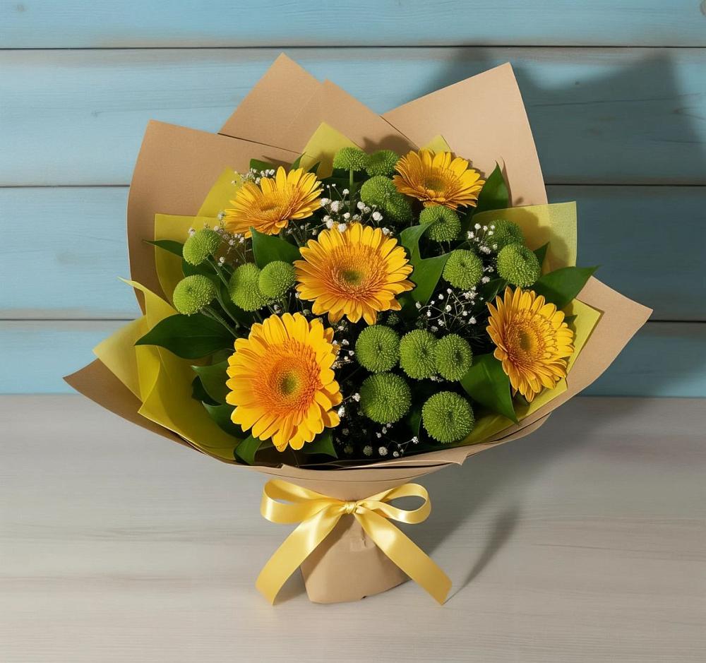 Букет цветов из: Герберы и Хризантемы в Калиновке