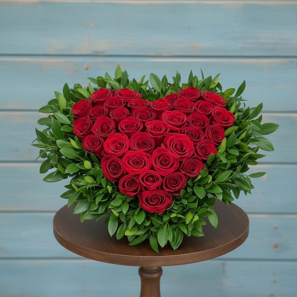 Цветочная композиция из Розы в виде сердца в Калиновке