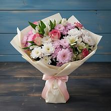 Букет цветов из:  Хризантемы, Альстромерии и Розы в Калиновке