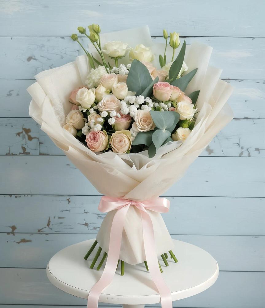 Букет цветов из: Розы и Лизиантусы в Калиновке