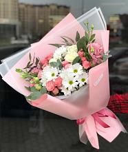 Букет цветов из:  Розы, Лизиантусы и Хризантемы в Калиновке