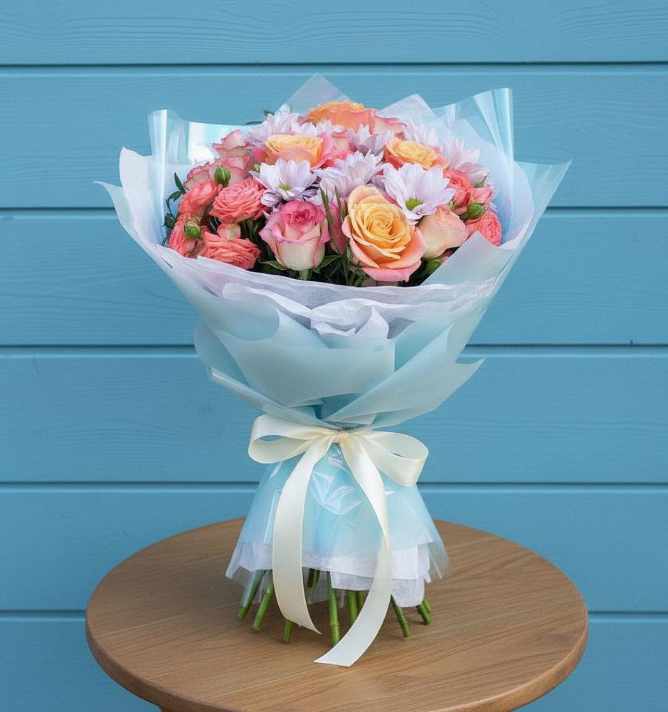 Букет цветов из: Хризантемы и Розы в Калиновке