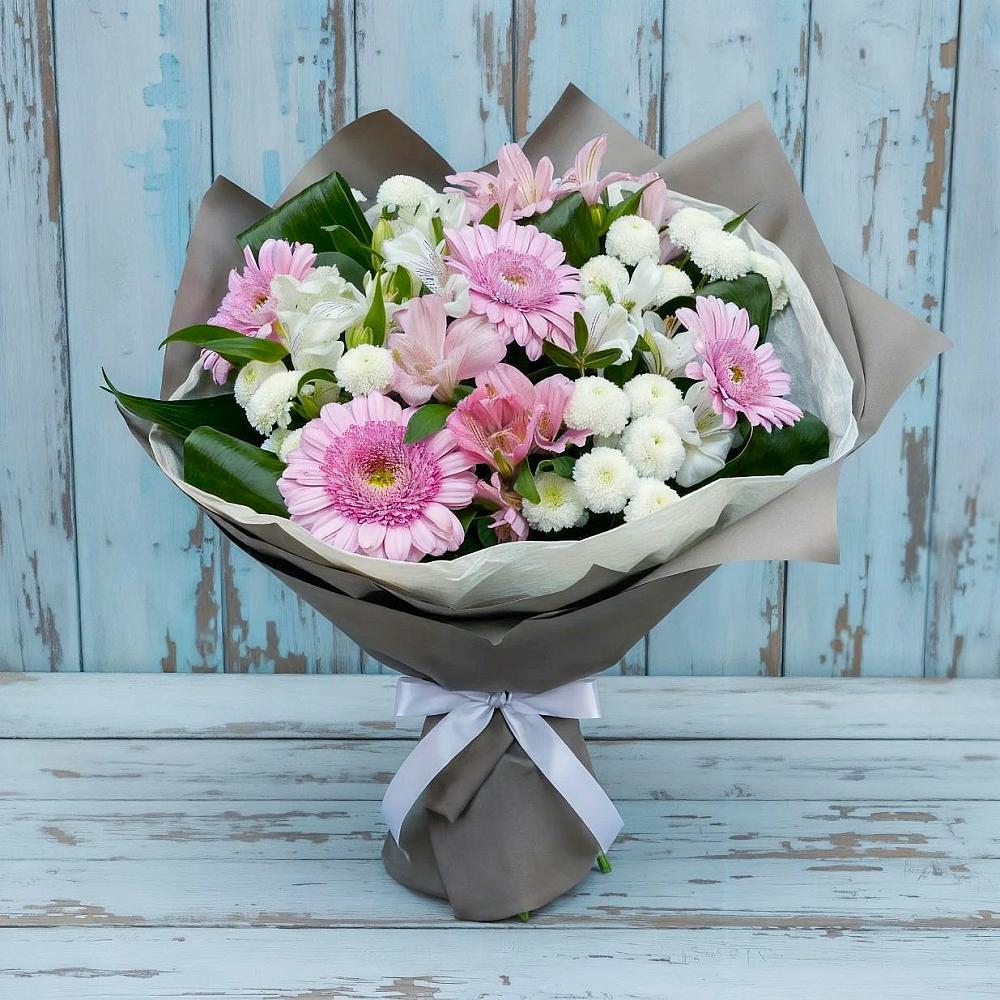 Букет цветов из: Герберы, Альстромерии и Хризантемы в Калиновке