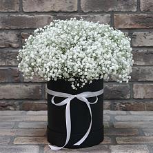 Цветочная композиция из Гипсофила в шляпной коробке в Калиновке