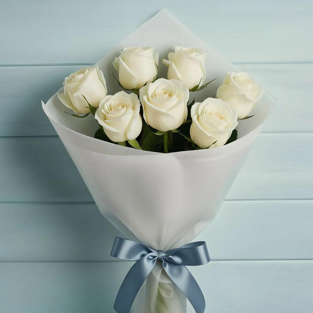 Букет 7 Белых роз Эдлесс Лав в Калиновке